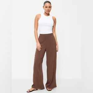 NWT! Old Navy Brown High-Waisted Playa Wide-Leg Pants 🏸 880223 LARGE TALL